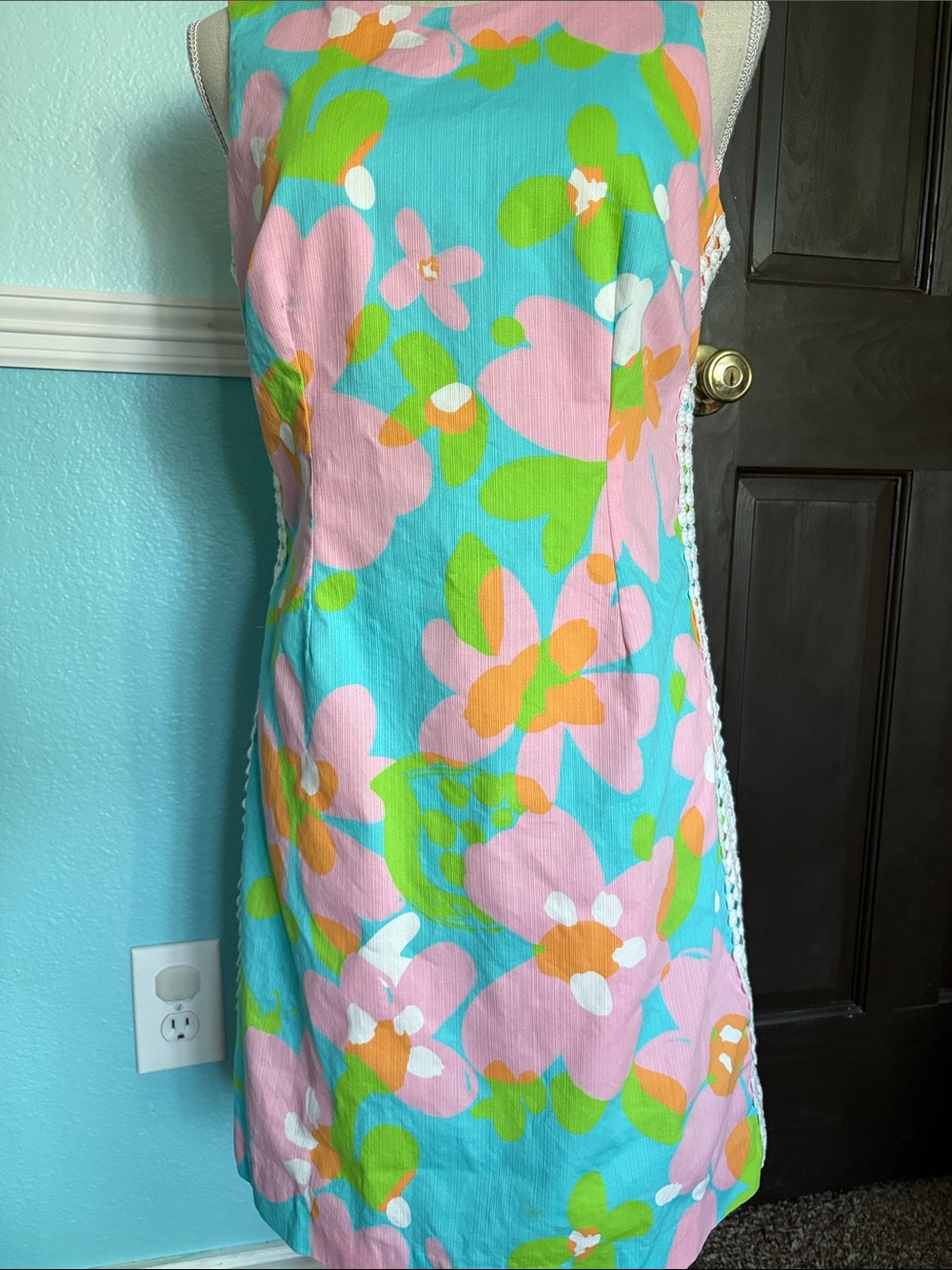 Lilly Pulitzer Turquoise Floral Sleeveless Shift Dress